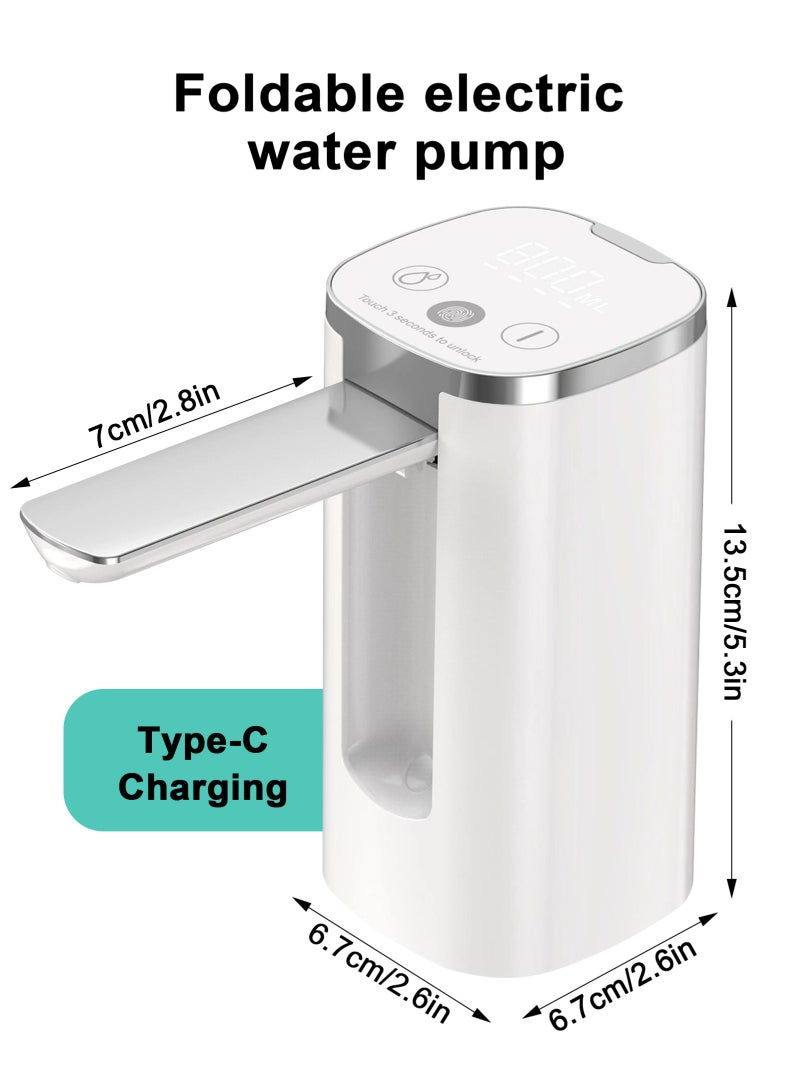 هومار كيت موزع مياه لزجاجة سعة 5 جالون مع شاشة عرض رقمية، 4 أوضاع للتوزيع، مضخة مياه كهربائية محمولة قابلة للشحن عبر منفذ USB، صنبور قابل للطي، مضخة مياه آمنة للاستخدام مع الطعام للمنزل والمكتب والمركبات الترفيهية والتخييم (أبيض) - Image 2